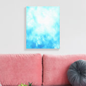抽象芸術手描き水彩背景：青 キャンバスプリント (インサイチュ (リビング))