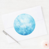 抽象芸術手描き水彩背景:青 ラウンドシール (封筒)