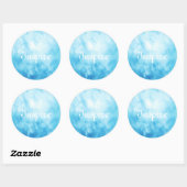 抽象芸術手描き水彩背景:青 ラウンドシール (シート)