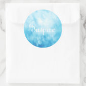 抽象芸術手描き水彩背景:青 ラウンドシール (バッグ)