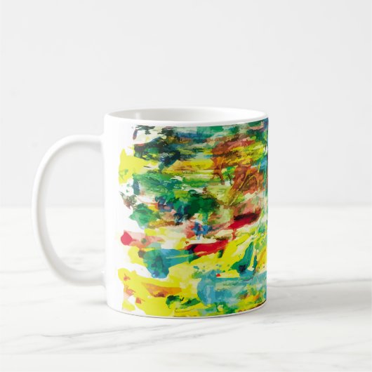  抽象芸術手描き油絵の組成物。コロ コーヒーマグカップ (左)