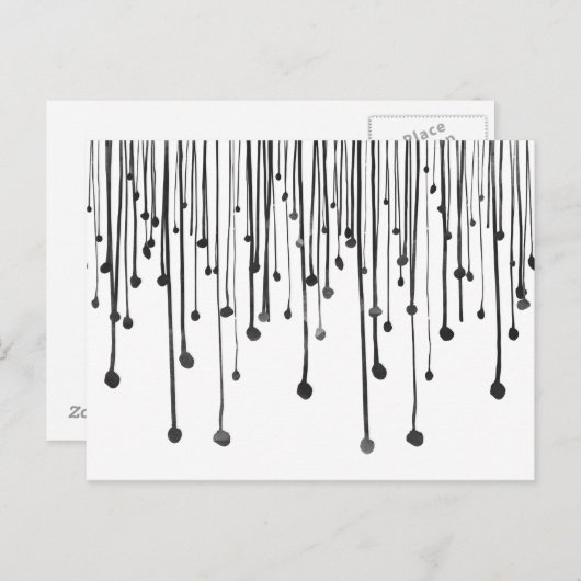 抽象芸術手描き白黒水滴 ポストカード (正面/裏面)