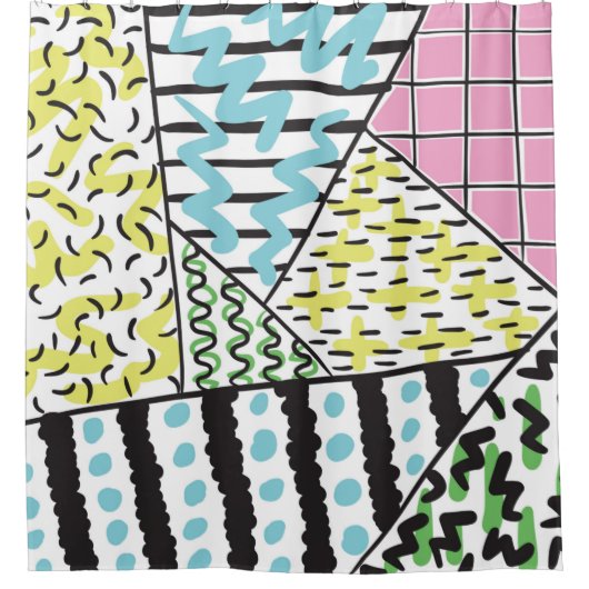 抽象芸術手描き背景3 シャワーカーテン (正面)