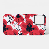 抽象芸術手描き赤い花シームレスパターン iPhoneケース (裏面横)