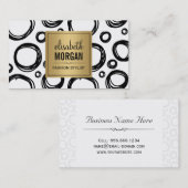 抽象芸術手書き円と金ゴールド名のロゴ 名刺 (正面/裏面)
