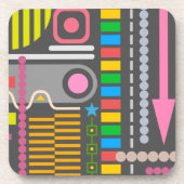 抽象芸術技術コントロールパネルパターン コースター (正面)