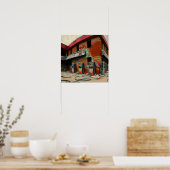 抽象芸術放棄ガソリンスタンドAi Art ポスター (キッチン)