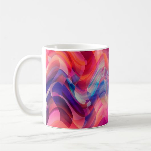 抽象芸術数々のの明るいピンク色の背景エレグ コーヒーマグカップ (左)
