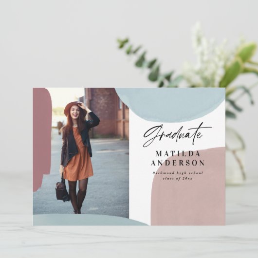 抽象芸術数々のカラフル写真卒業 案内状 (スタンド正面)