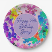 抽象芸術数々のカラーハッピーバースデー《写真》ぼけ味バブル ペーパープレート (正面)