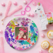 抽象芸術数々のカラーハッピーバースデー《写真》ぼけ味写真 ペーパープレート (パーティー)