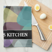抽象芸術数々のカラーブロッチパターン+名前をカスタムする キッチンタオル (四つ折り)