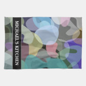 抽象芸術数々のカラーブロッチパターン+名前をカスタムする キッチンタオル (横)