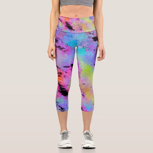 抽象芸術数々の斑色 カプリレギンス (正面)