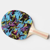 抽象芸術数々の色のブルーイエローピンクブラック 卓球ラケット (横)