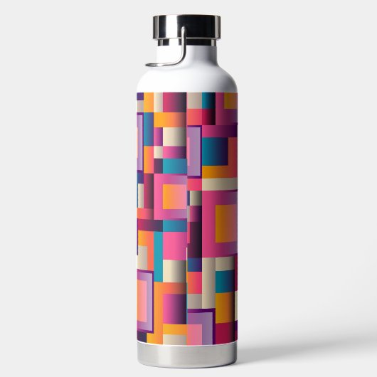 抽象芸術数々の色の図形 ウォーターボトル (右面)