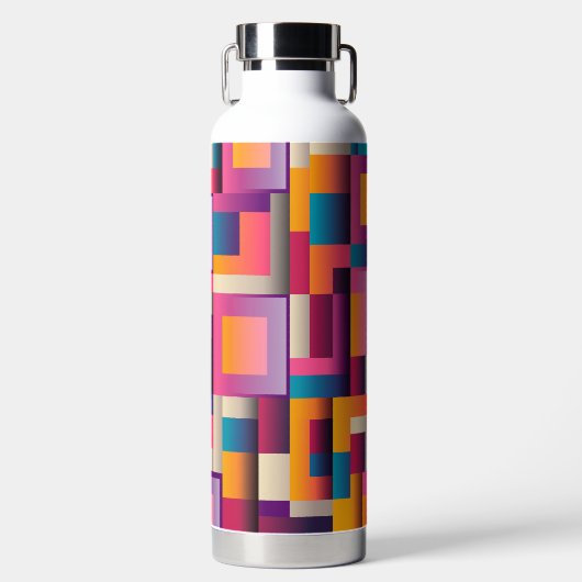 抽象芸術数々の色の図形 ウォーターボトル (正面)