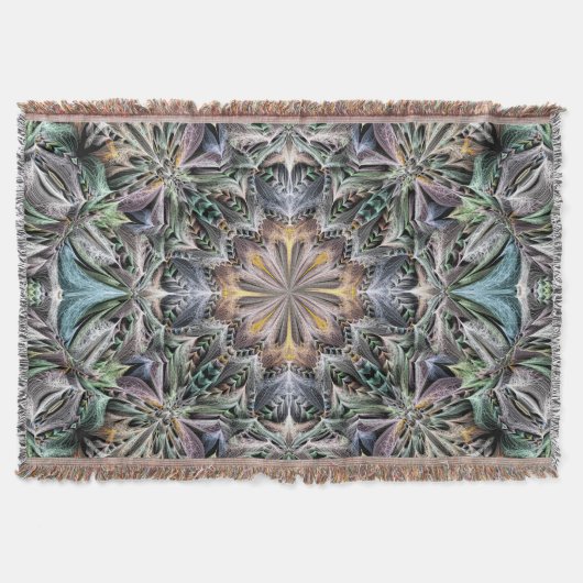 抽象芸術数々の色の多肉性ガーデンロゼット スローブランケット (正面)