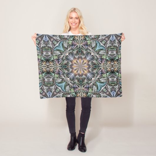 抽象芸術数々の色の多肉性ガーデンロゼット フリースブランケット (インサイチュ)