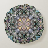 抽象芸術数々の色の多肉性ガーデンロゼット ラウンドクッション (裏面)