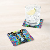 抽象芸術数々の色の小さなロバ スクエアペーパーコースター (インサイチュ)