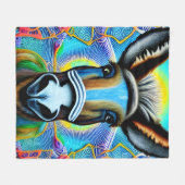 抽象芸術数々の色の小さなロバ フリースブランケット (正面(横))