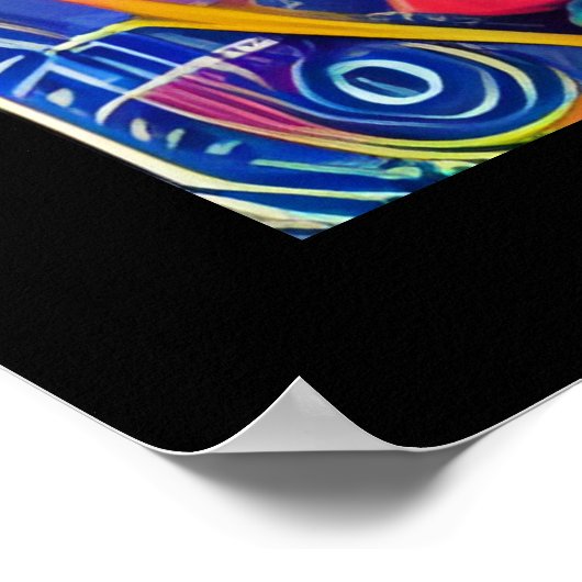 抽象芸術数々の色の小さなロバ ポスター (角)