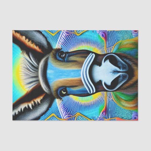 抽象芸術数々の色の小さなロバ 薄葉紙 (正面)