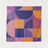 抽象芸術数々の色の幾何学的ヴィンテージパターン タペストリー (正面(横))