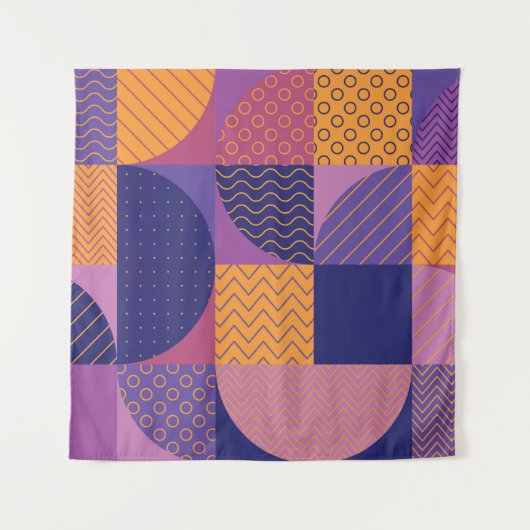 抽象芸術数々の色の幾何学的ヴィンテージパターン タペストリー (正面)