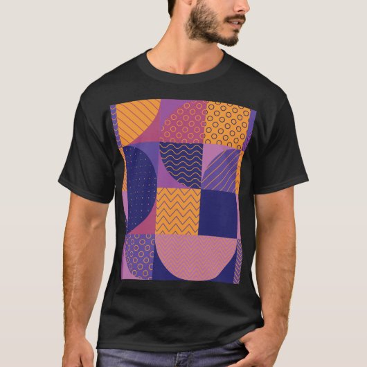抽象芸術数々の色の幾何学的ヴィンテージパターン Tシャツ (正面)