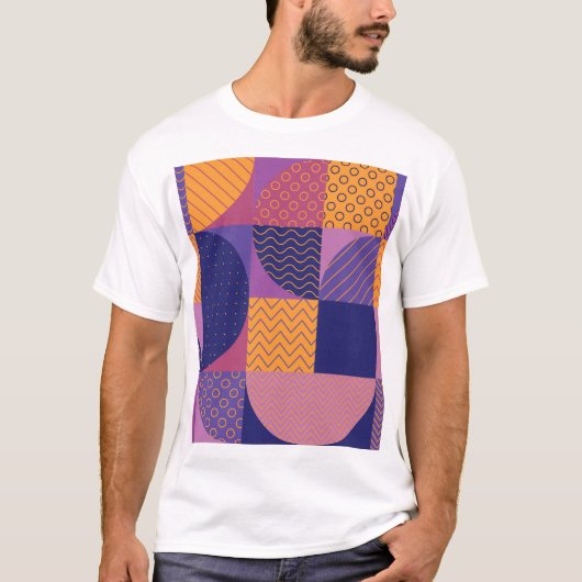 抽象芸術数々の色の幾何学的ヴィンテージパターン Tシャツ (正面)