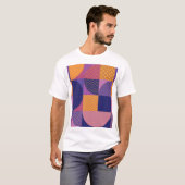 抽象芸術数々の色の幾何学的ヴィンテージパターン Tシャツ (正面フル)