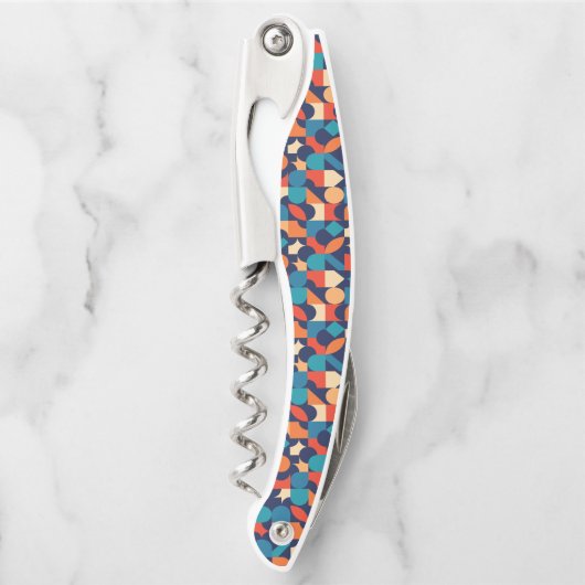 抽象芸術数々の色の幾何形状パターン ソムリエナイフ (正面)