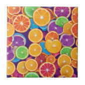 抽象芸術数々の色の柑橘系スライス タイル (正面)