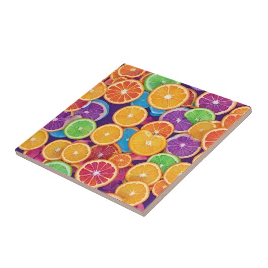 抽象芸術数々の色の柑橘系スライス タイル (側面)