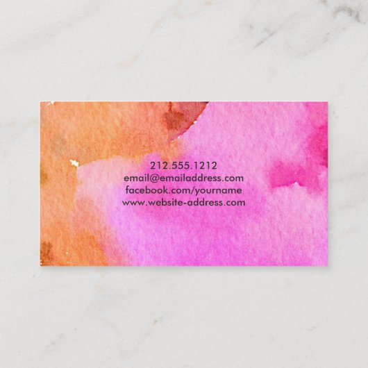 抽象芸術数々の色の水彩絵師 名刺 (裏面)