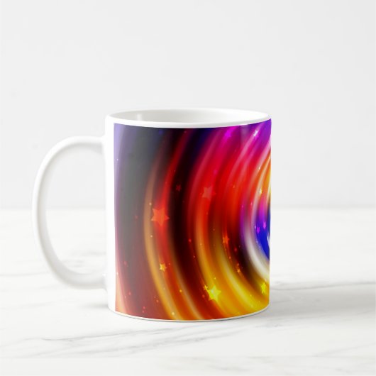 抽象芸術数々の色の背景。輝く輪 コーヒーマグカップ (左)