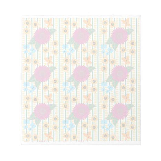 抽象芸術数々の色の花蝶 ノートパッド (正面)