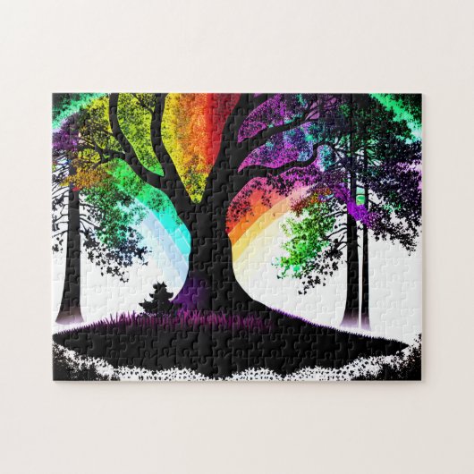 抽象芸術数々の色の魔法と魅惑の森 ジグソーパズル (横)