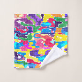 抽象芸術数々の色の バスタオルセット (ウォッシュタオル)