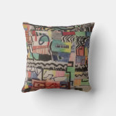 抽象芸術数々の色コラージュ クッション (裏面)