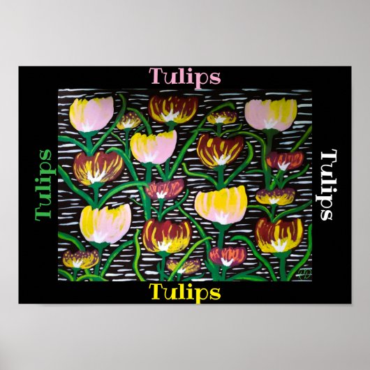 抽象芸術数々の色チューリップ ポスター (正面)