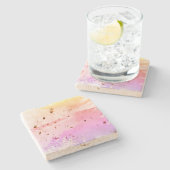 抽象芸術数々の色トラバーチン石コースター ストーンコースター (横)