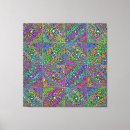 抽象芸術数々の色ネオンタイルデザイン キャンバスプリント