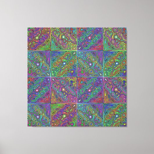 抽象芸術数々の色ネオンタイルデザイン キャンバスプリント (正面)