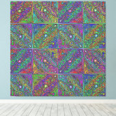 抽象芸術数々の色ネオンタイルデザイン キャンバスプリント (インサイチュ (ウッドフロア))