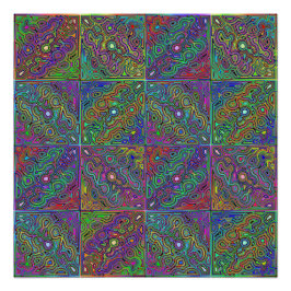 抽象芸術数々の色ネオンタイルデザイン ポスター