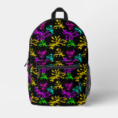 抽象芸術数々の色ネオン模様 プリントバックパック (正面)