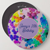 抽象芸術数々の色ハッピーバースデー《写真》ぼけ味 缶バッジ (正面&裏面)